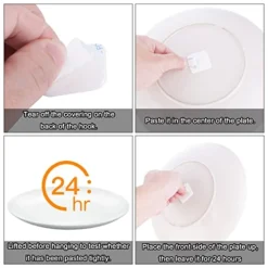 60 Pieces Invisible Adhesive Plate Hanger Wall Plate Hangers Plastic Adhesive Picture Hangers Without Nails Plate Holder Frame Hangers For Bathroom Kitchen Wall Decoration (Round&Square) -Kitchen Island Sale 41RcWY4utmL