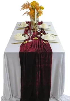 OME Velvet Table Runner, 10ft Luxurious Wedding Reception Decorations Soft Velvet Fabric Table Linen Overlay For Party (20 X 120 Inch, Gold) -Kitchen Island Sale 41RePNEEjhL. AC