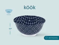 Cereal Bowls, Ceramic Make, Vibrant Color, Multi Color Designs, Bowls For Thanksgiving, Christmas And Kitchen Perfect For Soup, Pasta, Salad, Ice Cream, Set Of 6, 18oz (Navy) -Kitchen Island Sale 41RkgZCovwL