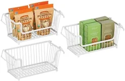 MDesign Stackable Metal Basket For Kitchen Storage - Wire Farmhouse Bin Basket W/Handles For Pantry - Stacking Wire Basket Organizer For Food, Drinks, Snacks - Hyde Collection, 3 Pack, Bronze -Kitchen Island Sale 41RlBzDLjcS. AC