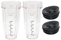 Blendin 24oz Large Tall Cup With Sip N Seal Lid Replacement Jar, Compatible With Nutri Ninja Auto IQ & Duo Blenders - Premium Blender Replacement Cups - Cup Diameter Is 4" (2 Pack) -Kitchen Island Sale 41Rp1dg54rL