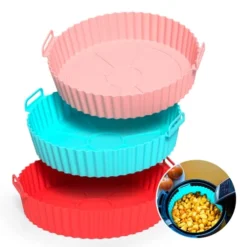 Fryer Silicone Liners (3 Pack) Premium Reusable 8 Inch Round Food Grade Silicone Pot For Airfryer Basket Accessories