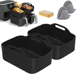 2PCS Silicone Pot For Ninjas Dual Air Fryer, Silicone Air Fryer Liners Double Air Fryer Silicone Air Fryer Basket, Air Fryer Rack Accessories For Air Fryer, Oven, And Microwave -Kitchen Island Sale 41S EHxOIZL. AC