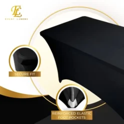 Black 6ft Tablecloth Rectangular Spandex Linen - Table Cloth Fitted Cover For 6 Foot Folding Table, Wedding Linens Banquet Cloths Rectangle Covers -Kitchen Island Sale 41S03EYTRLL