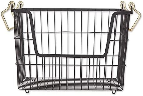 Metal Wire Mesh Stackable Utility Storage Bin, Medium Rectangle, 13x11x9", Black 11 Metal Wire Mesh Stackable Utility Storage Bin, Medium Rectangle, 13x11x9", Black - Image 11