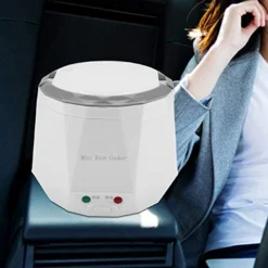 Electric Rice Cooker Portable Electric Car Truck Food Steamer Mini Travel Rice Cooker 12V 100W 1.3 L Portable Meal Heater Food Warmer(White)