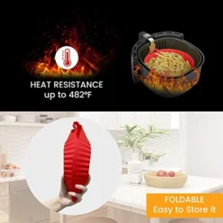 Ilicone Air Fryer Liners, VOVIOSDE 7.5 Inch Reusable Air Fryer Silicone Liners Pot With Anti-heated Clips, 2 PCS Food-Grade Durable Silicone Air Fryer Basket For 3 To 5 QT With Upgraded Groove(Round) -Kitchen Island Sale 41SUEyr2EpL