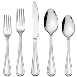 Silverware Set For 4, 20-Piece Stainless Steel Flatware Set, Fancy Cutlery Eating Utensils With Pearled Edge, Home Kitchen Restaurant Tableware Include Knives Spoons Forks, Dishwasher Safe