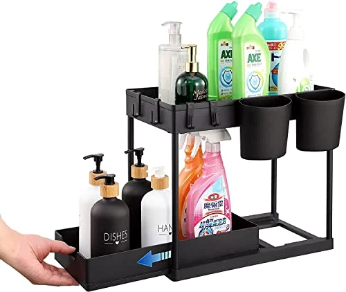 Wohingo Under Sink Sliding Organizers,2 Tier Home Under Cabinet Basket Organization And Storage Rack,Multi-purpose Countertop Storage Shelf For Bathroom Kitchen 2 Wohingo Under Sink Sliding Organizers,2 Tier Home Under Cabinet Basket Organization And Storage Rack,Multi-purpose Countertop Storage Shelf For Bathroom Kitchen - Image 2