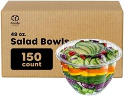 [50 Sets - 32 Oz.] Clear Plastic Salad Bowls To Go With Airtight Lids -Kitchen Island Sale 41SiTvXIkmL. AC