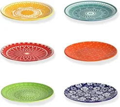 Salad Plates - Dish Set Of 6 Cute Colorful Porcelain Stoneware Dinnerware, Great For Dessert, Appetizers, Small Dinner, Serving Dishes For Entertaining, Microwave Safe, 8.5 Inch Diameter -Kitchen Island Sale 41Swcz Q2RL. AC