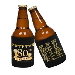 80th Birthday Can Cooler Sleeves Pack Of 12- 1943 Sign -80th Anniversary Decorations - Dirty 80th Birthday Party Supplies - Black And Gold Eightieth Birthday Cup Coolers -Kitchen Island Sale 41T63rX1G1L
