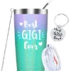 Best Gigi Ever-Grandma Gifts From Granddaughter Grandson Mothers Day Birthday Christmas Gifts For New Grandma,Nana,Mimi,Soon To Be Gigi,Stainless Steel Insulated Grandmother Mug Cup 20Ounce Multicolor