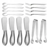 14 Pieces Cheese Butter Spreader Knife Set, Stainless Steel Cheese Butter Spreader Knives Cheese Slicer And Handles Mini Serving Tongs Spoons And Forks For Butter, Cheese And Pastry Making (B)
