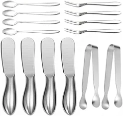 14 Pieces Cheese Butter Spreader Knife Set, Stainless Steel Cheese Butter Spreader Knives Cheese Slicer And Handles Mini Serving Tongs Spoons And Forks For Butter, Cheese And Pastry Making (B) -Kitchen Island Sale 41TKSNBNrLS. AC