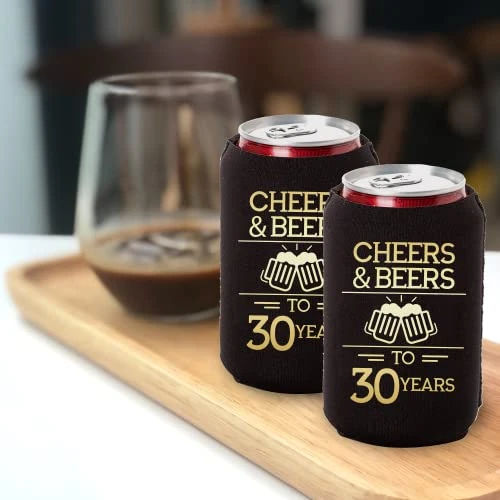 Cheers And Beers To 30 Years Can Coolers, 30th Birthday Party Coolies, Set Of 12, Black And Gold Can Coolers, Perfect For Birthday Parties, Birthday Decorations… 4 Cheers And Beers To 30 Years Can Coolers, 30th Birthday Party Coolies, Set Of 12, Black And Gold Can Coolers, Perfect For Birthday Parties, Birthday Decorations… - Image 4