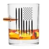 Real Projectile American Flag Whiskey Rocks Glass – Hand Blown Glasses – 8 Oz Old Fashioned Glass For Scotch, Bourbon Or Whiskey – .308 Bullet Whiskey Glass