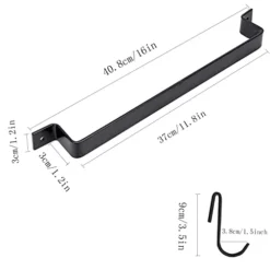 Kitchen Wall Mounted Hanging Utensil Holder Rack, Wrought Iron Rail Rack With 10 S Hooks For Hanging Kitchen Utensils Set & Cookware,16 Inch