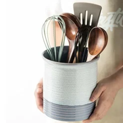 Tensil Holder For Countertop, Cooking Utensil Holder, Large Utensil Crock Stoneware Utensil Holder For Kitchen Counter Perfect For Utensil Starw Or Any Size Kitchen Accessories Framhouse Style -Kitchen Island Sale 41TU5QvUePL