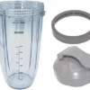 Blendin 32 Ounce Large Cup With Flip Top To-Go Lid And Jar Lip Ring, Compatible With Nutribullet 600W, 900W, NB-101B, NB-101S, NB-201, NBR-0601, NBR-1201, NB9-1301, 900 Pro Series Blenders