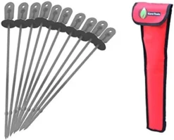 Skewers Set - 10 Stainless Steel Wide BBQ Kebob Sticks For BBQ Grill - Flat Metal With Food Remover Disc - BBQ Accessories, 12 Inch -Kitchen Island Sale 41TdDpujVaL. AC