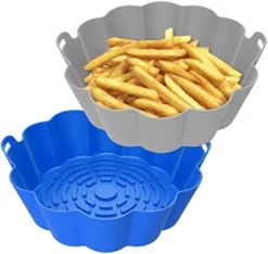 2 Pack Air Fryer Silicone Liners, Silicone Air Fryer Liners, Replacement Of Flammable Parchment Paper, Air Fryer Liners Silicone For 3QT - 5QT (Blue-Grey) -Kitchen Island Sale 41TradwJztL. AC