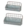 Barnyard Designs Galvanized Metal Rustic Farmhouse Wall Hanging Storage Caddy Holder Organizers, Tin Wall Shelves, Large: 16.5” X 6” X 9.5”, Small: 15.25” X 5” X 8”, Set Of 2