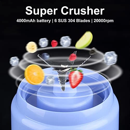 Portable Personal Size Blender, Smoothies And Shakes Blender Mini Shakes Juicer Cup USB Rechargeable Handheld Fruit Machine (2 Juicing Cups) 2 Portable Personal Size Blender, Smoothies And Shakes Blender Mini Shakes Juicer Cup USB Rechargeable Handheld Fruit Machine (2 Juicing Cups) - Image 2