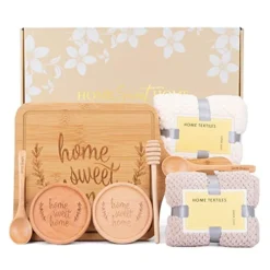 House Warming Gifts New Home,New Home Gifts For Home,Christmas House Warming Gifts For Couple Women Men,Home Sweet Home Housewarming Gift Bamboo Serving Board Coasters Spoon