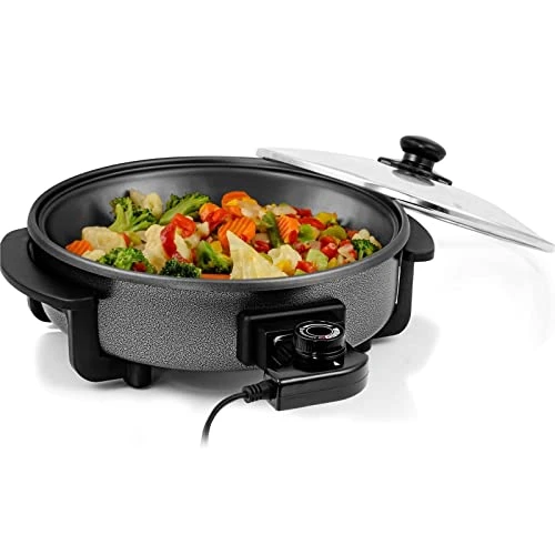 12-Inch Nonstick Electric Skillet - Aluminum Coated Grill Pan & Glass Lid Cover 1 12-Inch Nonstick Electric Skillet - Aluminum Coated Grill Pan & Glass Lid Cover