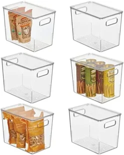 Plastic Pantry Storage Box Container With Lid And Built-In Handles - Organization For Flour, Cereal, Pasta, Rice, Or Food In Kitchen Cupboard, Ligne Collection, 6 Pack, Clear/Clear -Kitchen Island Sale 41ULDX6uhGL. AC