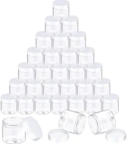24 Pieces Empty Clear Plastic Jars With Lids Round Storage Containers Wide-Mouth For Beauty Product Cosmetic Cream Lotion Liquid Slime Butter Craft And Food (Black Lid, 2 Oz) -Kitchen Island Sale 41URe4tP sL. AC