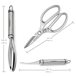 3pcs 304 Stainless Steel Kitchen Tool Set. Kitchen Scissors, Fish Scale Remover, Shrimp Line Knife,All Purpose Scissors Shears,Fish Cleaning Tools ,Shrimp Peeler Opener For Seafood And Outdoor Fishing