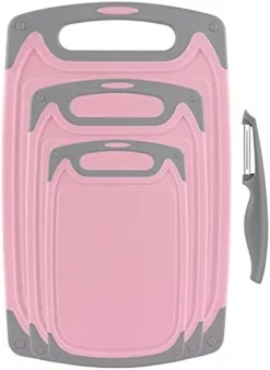 Cutting Boards For Kitchen, Plastic Chopping Board Set Of 4 With Non-Slip Feet And Deep Drip Juice Groove, Easy Grip Handle, Dishwasher Safe, BPA Free, Non-porous(Blue/Gray) -Kitchen Island Sale 41Umc3nTGAS. AC