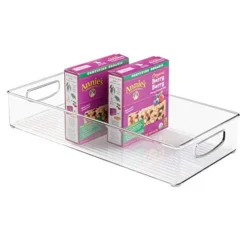 BPA-Free Plastic Pantry And Kitchen Storage, Freezer And Fridge Organizer Bin With Easy Grip Handles – 16” X 8” X 3”, Clear -Kitchen Island Sale 41VHyoUzMWL