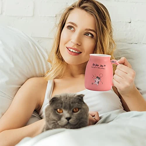 Novelty Cat Mug Cute Ceramic Coffee Cup With Kawaii Wooden Kitty Lid, Lovely Cat Claw Spoon, Anime Wooden Cat Coaster, Cat Things Pink Birthday Mug Gift For Cat Lovers Girl Kids Women 480ML (Pink) 4 Novelty Cat Mug Cute Ceramic Coffee Cup With Kawaii Wooden Kitty Lid, Lovely Cat Claw Spoon, Anime Wooden Cat Coaster, Cat Things Pink Birthday Mug Gift For Cat Lovers Girl Kids Women 480ML (Pink) - Image 4