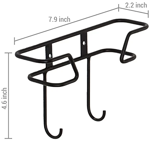 MyGift Wall Mounted Matte Black Metal Plate Display Rack With Hanging Hooks For Teacups And Mugs, Decorative Plate Holder Stand With Cup Hooks, Set Of 2 4 MyGift Wall Mounted Matte Black Metal Plate Display Rack With Hanging Hooks For Teacups And Mugs, Decorative Plate Holder Stand With Cup Hooks, Set Of 2 - Image 4