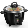 Rice Cooker 10 Cups Uncooked & Food Steamer (20 Cooked), Electric Rice Cooker Fast Cooking With Keep Warm, Removable Non-stick Pot, All-In-One Cooker For Grains, Soups, Oatmeal Or Veggies - Black