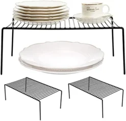 GEDLIRE Kitchen Cabinet Shelf Organizer Set Of 2, Large (15.7 X 9.4 Inch) Metal Wire Pantry Storage Shelves, Dish Plate Racks For Cabinets, Freezer, Counter, Cupboard Organizers And Storage, White -Kitchen Island Sale 41VmPvszYtL. AC