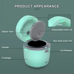 Smart Mini Rice Cooker 3 Cups Uncooked, One-Touch Small Rice Cooker 6 Cups Cooked, Personal Rice Multicooker Steamer With Non-Stick Inner Pot Delay Timer & Keep Warmer, For 1-2 People, Aqua -Kitchen Island Sale 41VqwP279IL