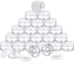 24 Pieces Empty Clear Plastic Jars With Lids Round Storage Containers Wide-Mouth For Beauty Product Cosmetic Cream Lotion Liquid Slime Butter Craft And Food (Black Lid, 2 Oz) -Kitchen Island Sale 41VuQxTZT4L. AC