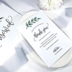 Thank You Placecards For Wedding (Set Of 50) Large 4" X 6" Table Place Setting Cards - Made In USA - Watercolor Greenery Green Leaves On White -Kitchen Island Sale 41Vx1YMcwwS