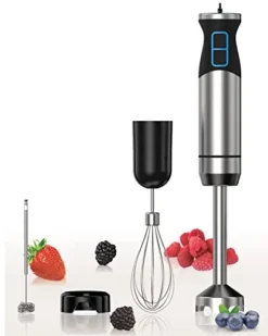 Ew 2023 Sofanci Immersion Electric Hand Held Stick Blender 3-in-1 Hand Blender 12-Speed With Turbo Mode 800W Full Copper Motor Titanium Stainless Steel Blades To Blend, Puree, Whisk & Froth