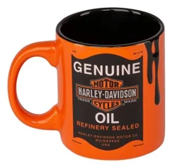 Harley Davidson Oil Can Bar & Shield Logo 18 Oz. Ceramic Coffee Mug - Orange