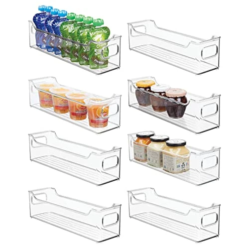 MDesign Slim Stackable Plastic Storage Organization Bin With Handles For Kitchen Cabinet, Pantry, Shelf, Refrigerator, Home Organizer For Fruit, Potatoes, Onions, Drinks, Snacks, Pasta, 8 Pack, Clear 1 MDesign Slim Stackable Plastic Storage Organization Bin With Handles For Kitchen Cabinet, Pantry, Shelf, Refrigerator, Home Organizer For Fruit, Potatoes, Onions, Drinks, Snacks, Pasta, 8 Pack, Clear