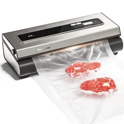 Vacuum Sealer Machine Powerful 90Kpa Precision 6-in-1 Compact Vacuum Food Preservation System Built-in Cutter, Include 2 Bag Rolls & 5 Pre-cut Bags, Widened 12mm Sealing Strip, Dry&Moist Modes Smart Suction, ETL Listed