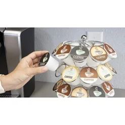 K Cup Holder – Compatible With K-Cups, Coffee Pod Carousel | 40 K Cup Holder, Spins 360-Degrees, Lazy Susan Platform, Modern Chrome Design, Home Or Office Kitchen Counter Organizer -Kitchen Island Sale 41X7w0ljRWL