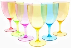 15-ounce Acrylic Stem Wine Glasses, Set Of 6 Multicolor | Made Of Shatterproof Plastic And Ideal For Indoor And Outdoor Use, Reusable, Party Colors -Kitchen Island Sale 41XBMHQPLuL. AC