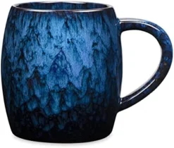 21 Oz Large Ceramic Coffee Mug, Handmade Pottery Big Tea Cup For Office And Home, Big Handle Hot And Cold Drinking, Microwave And Dishwasher Safe, Unique Texture Glaze (Deep Blue) -Kitchen Island Sale 41XDL13 RUL. AC