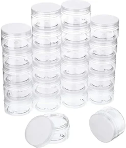 24 Pieces Empty Clear Plastic Jars With Lids Round Storage Containers Wide-Mouth For Beauty Product Cosmetic Cream Lotion Liquid Slime Butter Craft And Food (Black Lid, 2 Oz) -Kitchen Island Sale 41XHRIHKe3L. AC